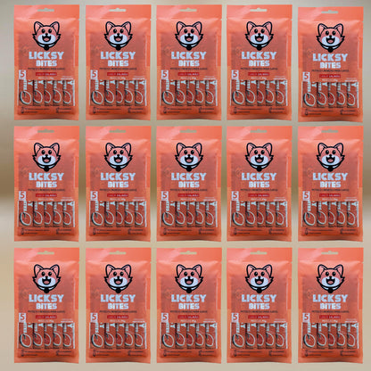 Petisco Cremoso para Gatos Licksy Bites Sabor Salmão - 15 Packs (75 unidades)