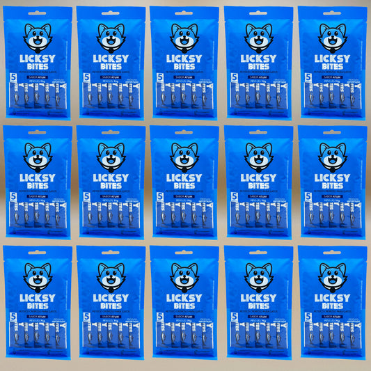 Petisco Cremoso para Gatos Licksy Bites Sabor Atum - 15 Packs (75 unidades)