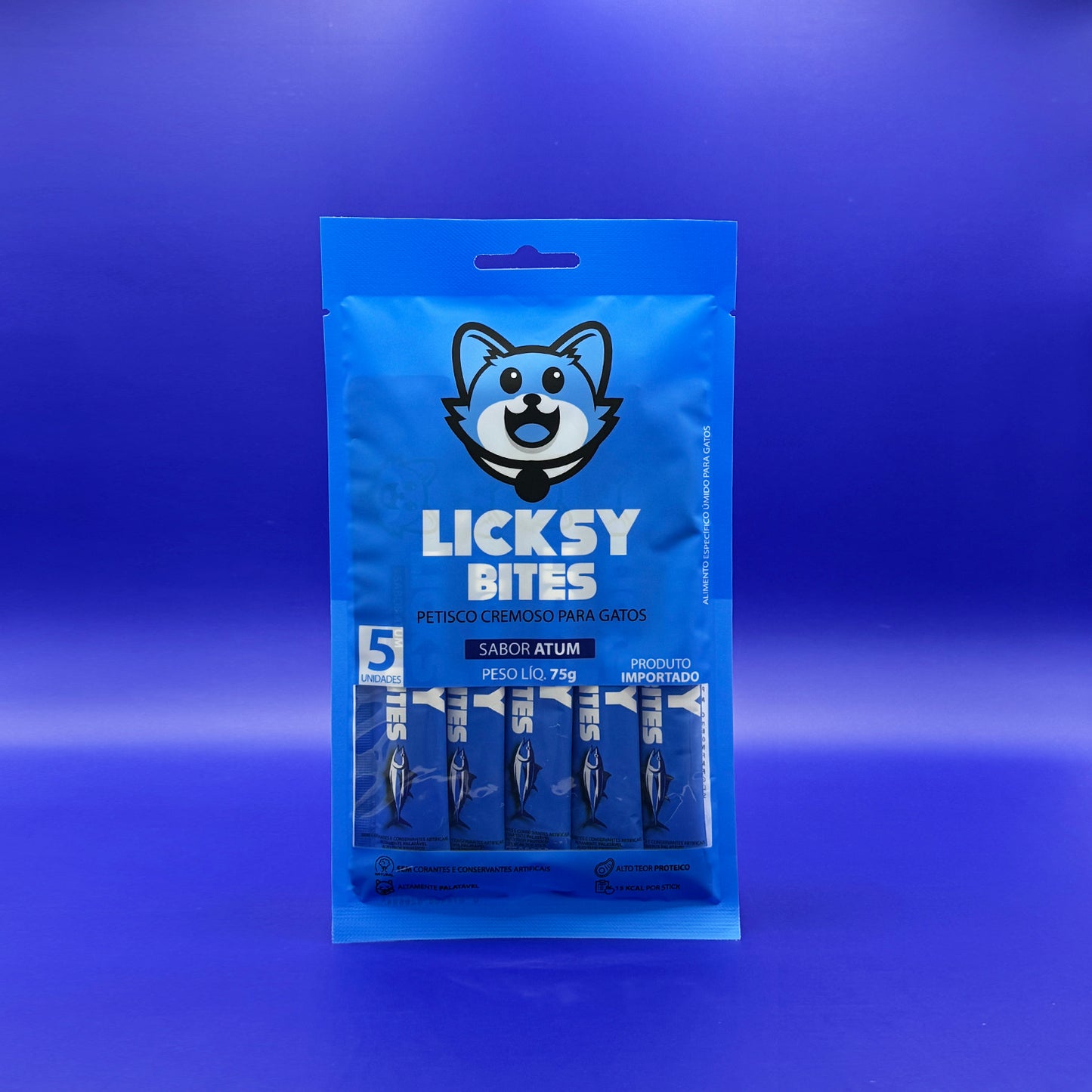 Petisco Cremoso para Gatos Licksy Bites Sabor Atum - 1 Pack 75g (5 unidades)