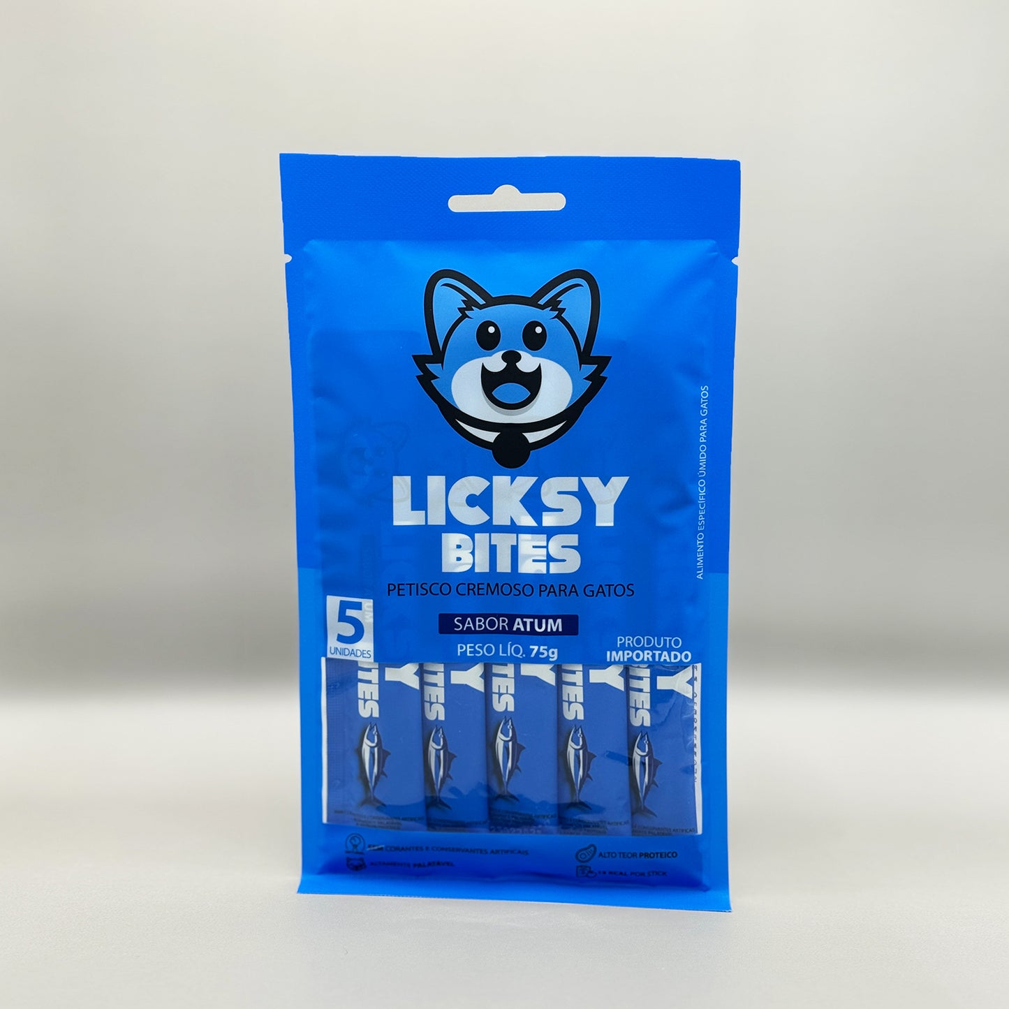 Petisco Cremoso para Gatos Licksy Bites Sabor Atum - 1 Pack 75g (5 unidades)