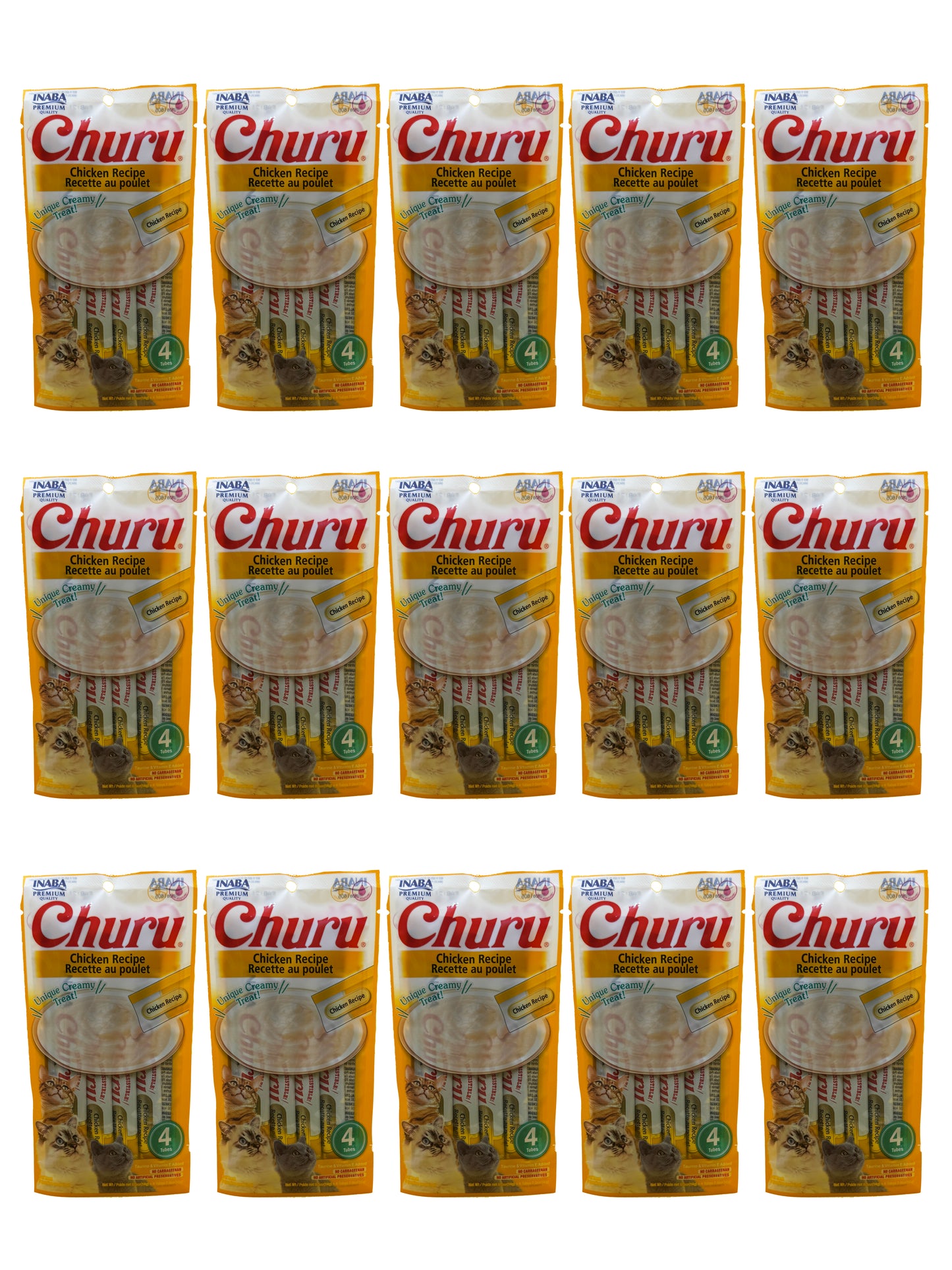 Petisco Cremoso para Gatos Churu Galinha - 15 Packs