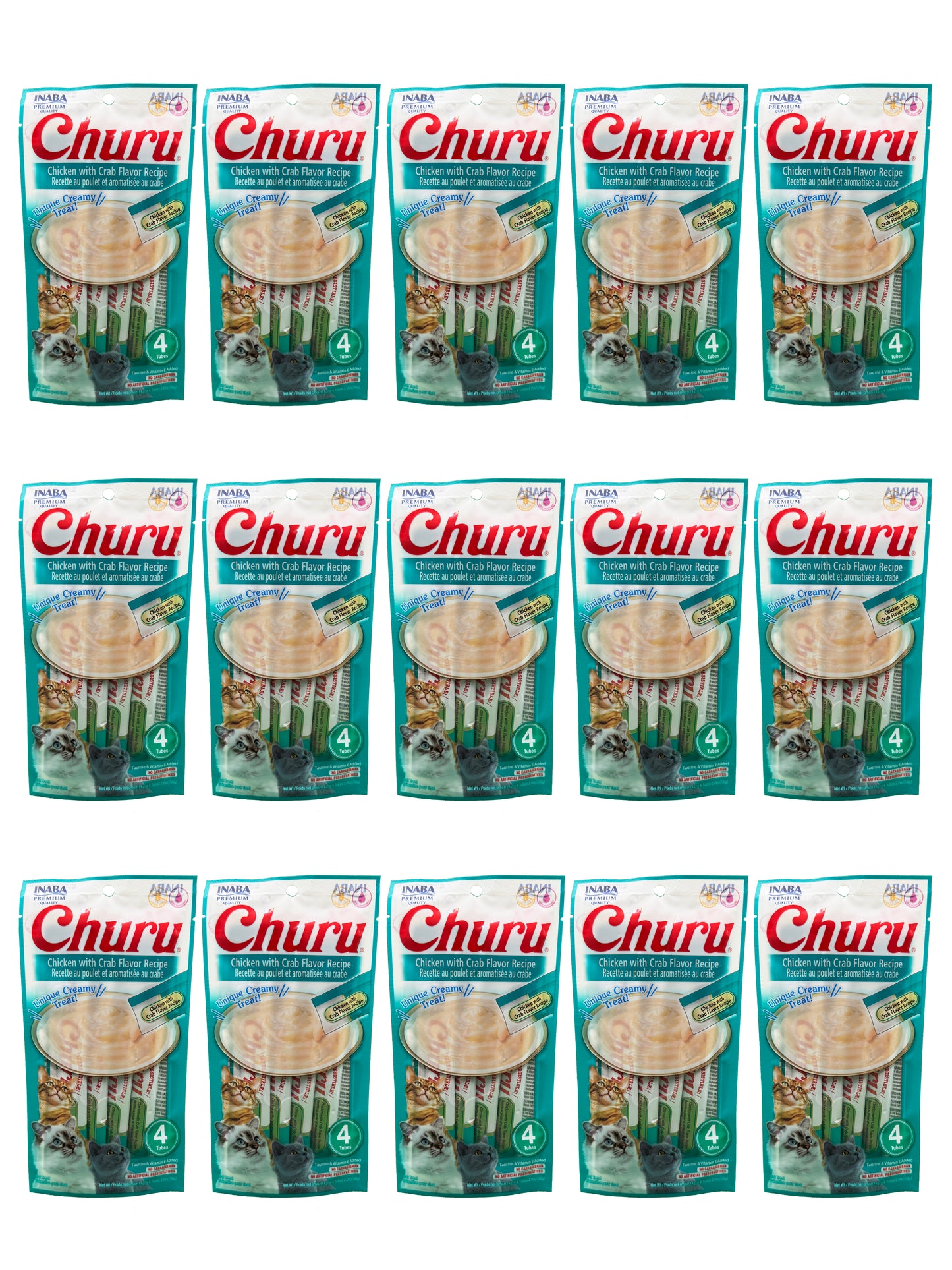 Petisco Cremoso para Gatos Churu Frango com Caranguejo - 15 packs