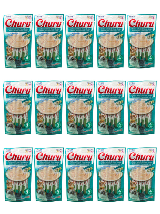 Petisco Cremoso para Gatos Churu Frango com Caranguejo - 15 packs
