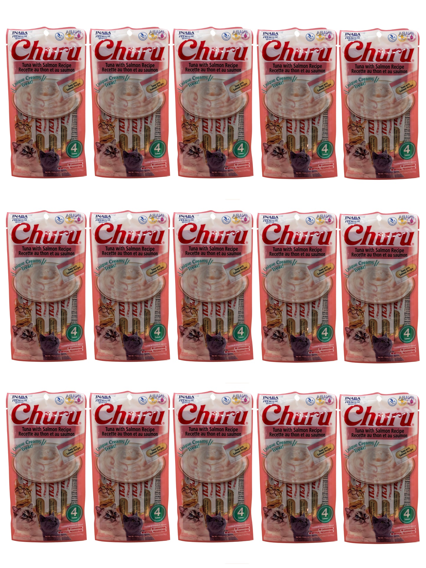 Petisco Cremoso para Gatos Churu Atum com Salmão - 15 Packs