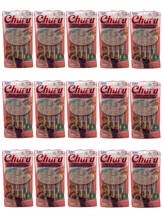 Petisco Cremoso para Gatos Churu Atum com Salmão - 15 Packs