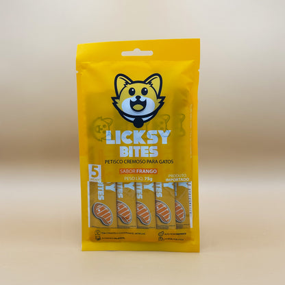 Petisco Cremoso para Gatos Licksy Bites Sabor Frango  - 1 Pack 75g (5 unidades)