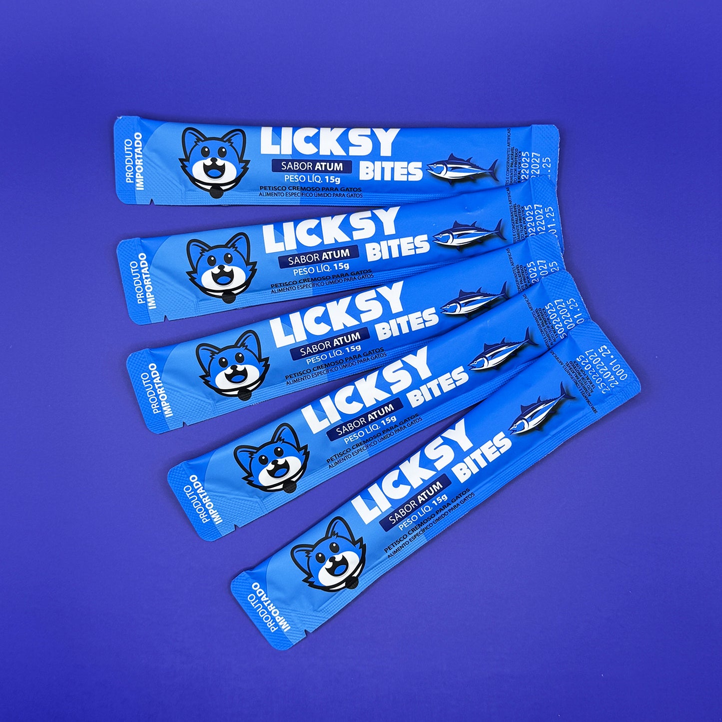 Petisco Cremoso para Gatos Licksy Bites Sabor Atum - 3 Packs (15 unidades)