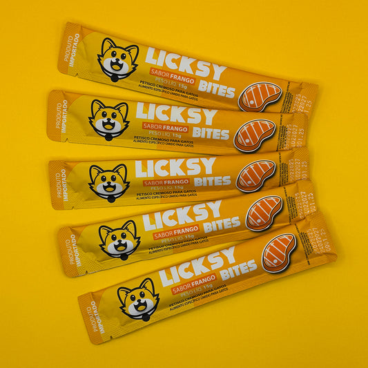 Petisco Cremoso para Gatos Licksy Bites Sabor Frango  - 1 Pack 75g (5 unidades)