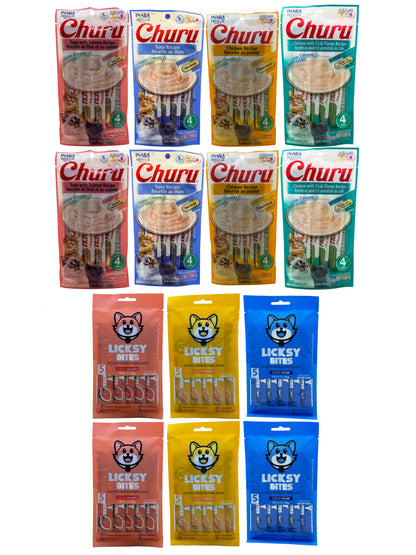 Kit Rodízio Felino Premium (14 unidades: 8 Churus + 6 Licksy)