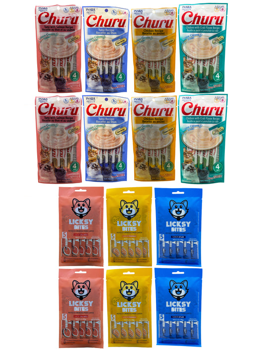 Kit Rodízio Felino Premium (14 unidades: 8 Churus + 6 Licksy)